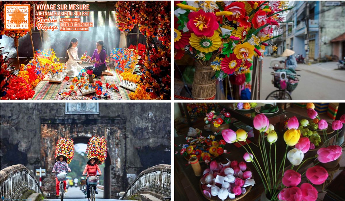 Artisanat traditionnel au Vietnam Village des fleurs en papier &agrave; Hue Centre du Vietnam